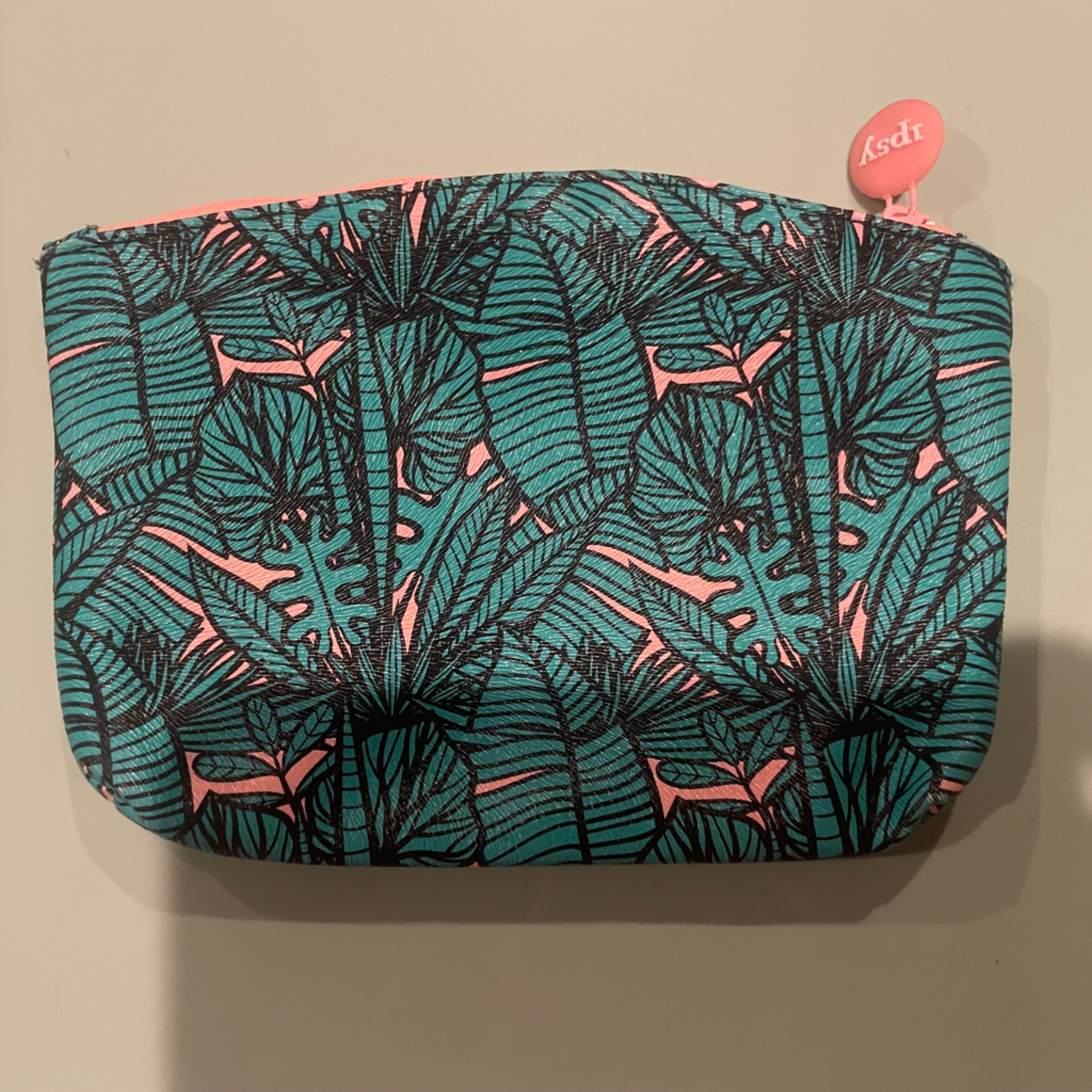 Tropical Leaf Print Ipsy Makeup Bag